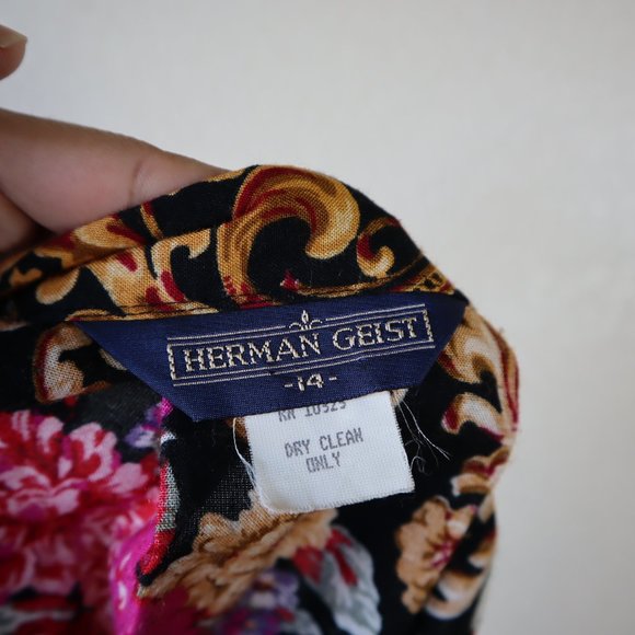 80's Herman Geist Pleated Romantic Floral Skirt - Picture 8 of 9